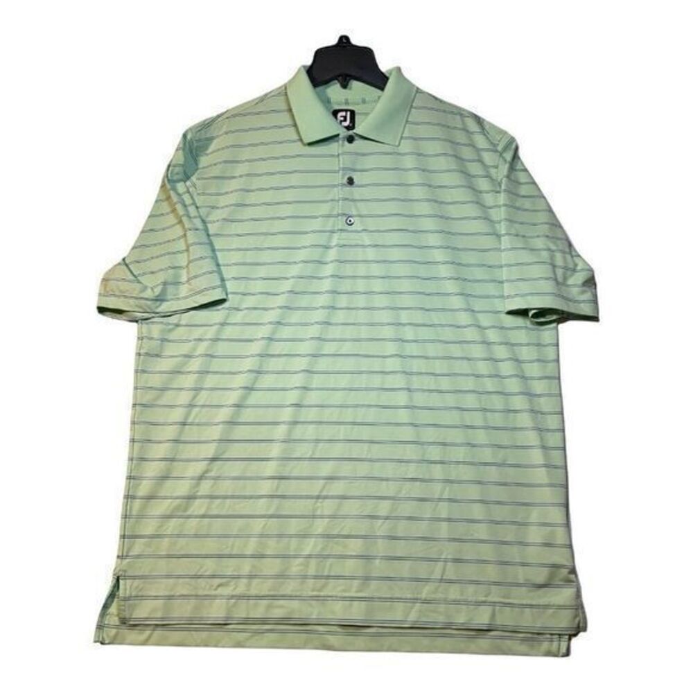 Footjoy Golf Shirt Mens Size XL Mint Green Performance Polo Striped